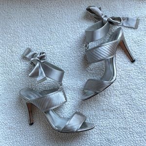 Karen Millen silver satin sandals